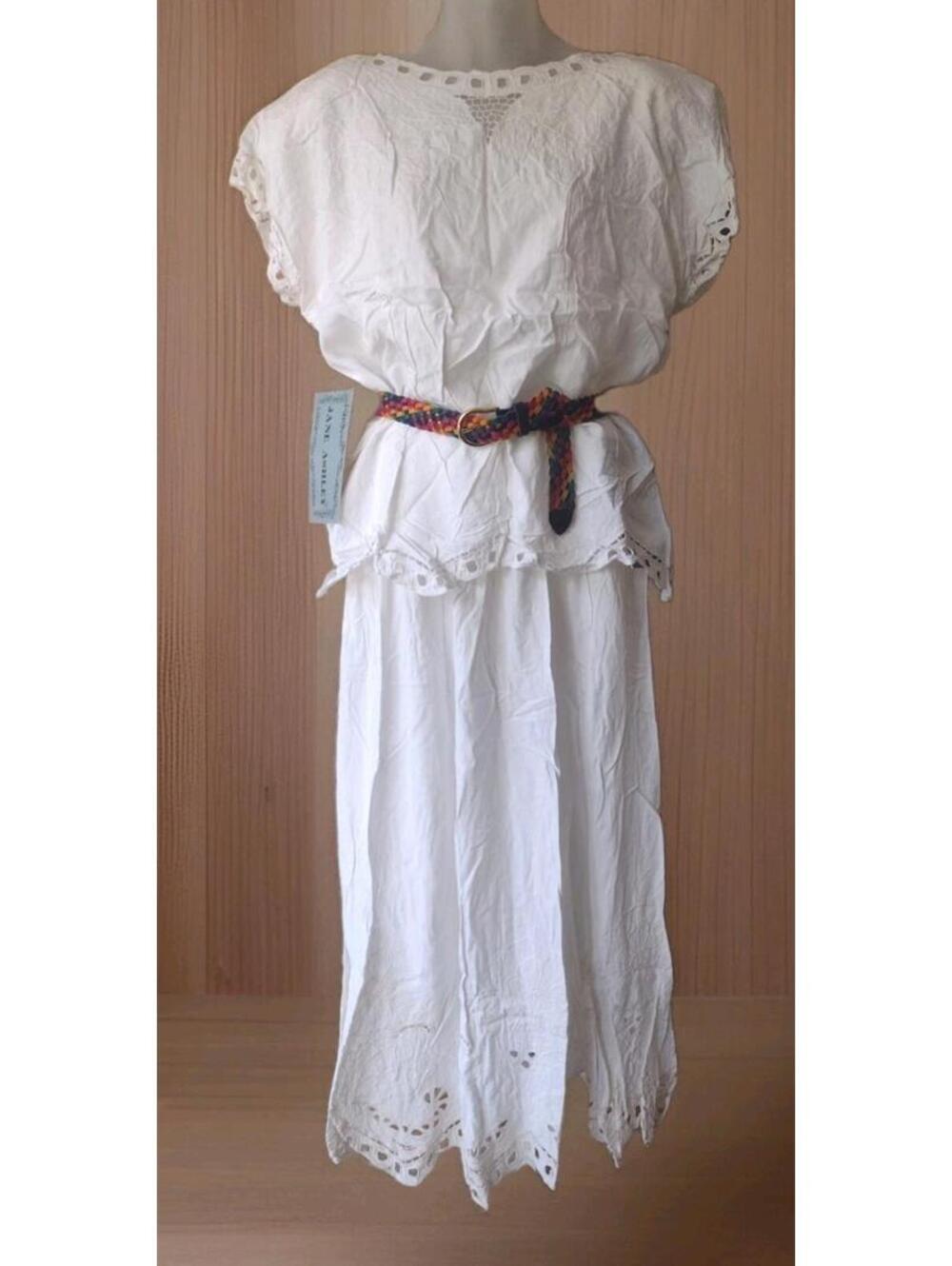 Jane Ashley 80s White Eyelet Two Piece Set Deadstock Rayon Heironimus